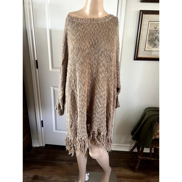 Olivia Sky brown fringe sweater - Picture 1 of 6